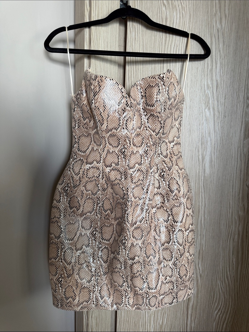 Snake Print Mini Dress with Sweetheart Neckline